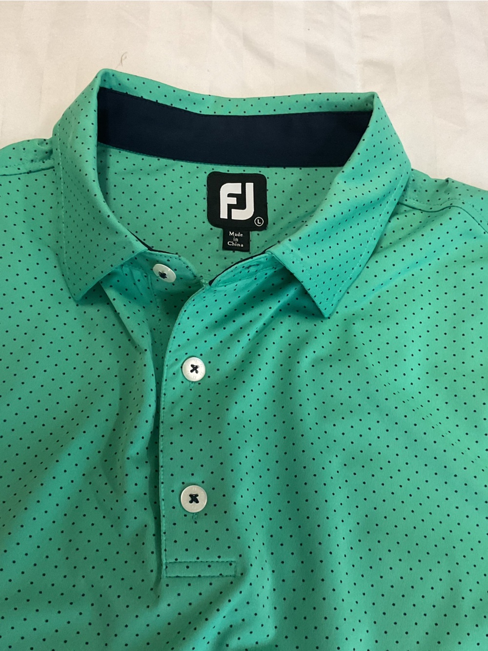 FootJoy Men's Teal Polo with Black Microdots